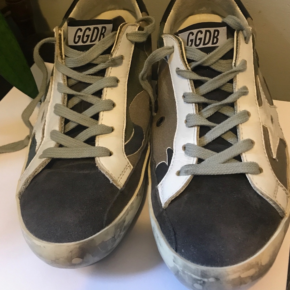 Golden Goose Camo Sneakers, Size 38/8